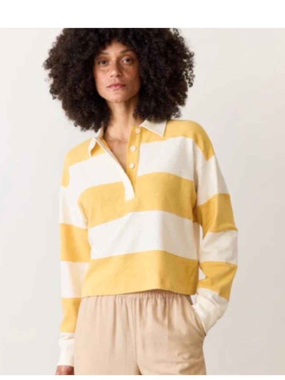 Marine Layer Rugby Striped Polo Shirt Gold Stripe